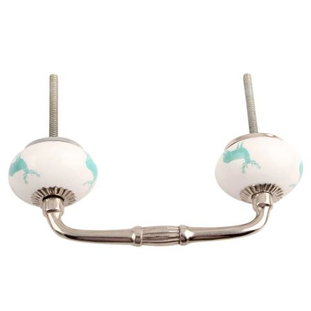 Sea Green Standing Rein Deer Pattern Ceramic Bridge Handle